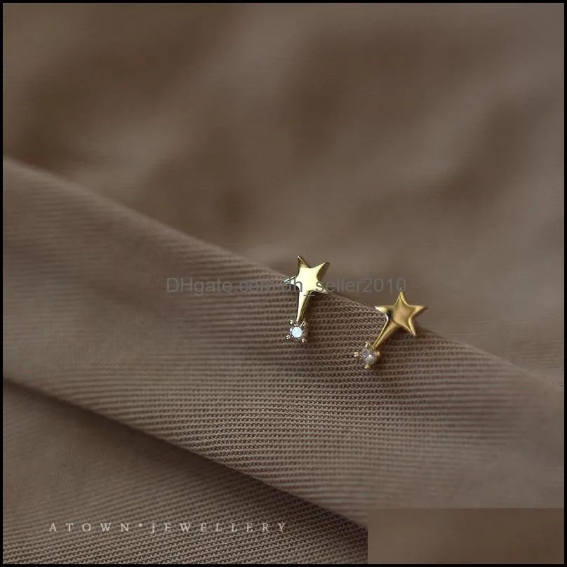 925 sterling silver creative design star crystal stud earrings women simple cute student girlfriends jewelry accessories 2793 q2