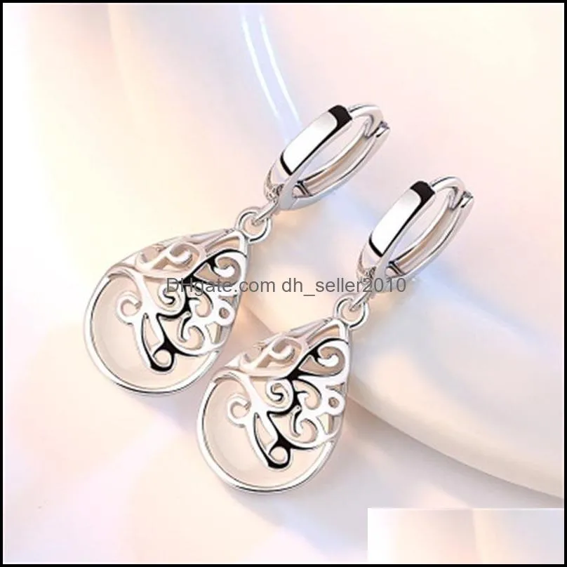 925 sterling silver new jewelry cubic zirconia fashion woman earrings flowers round hollow retro earrings