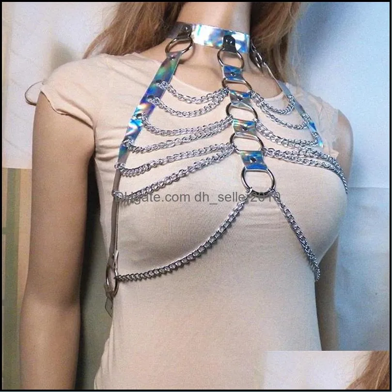 punk laser sexy belly chains shackles versatile waist chain leather metal original women body jewelry 17 8sl q2