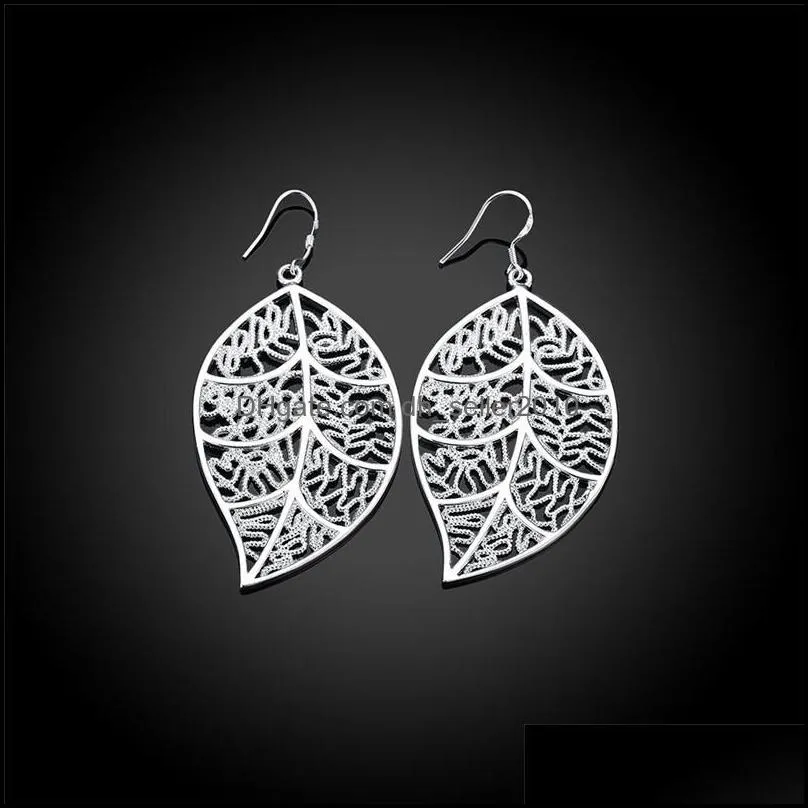 925 sterling silver fashion leaf earrings for women wedding engagement jewelry best gift christmas gift