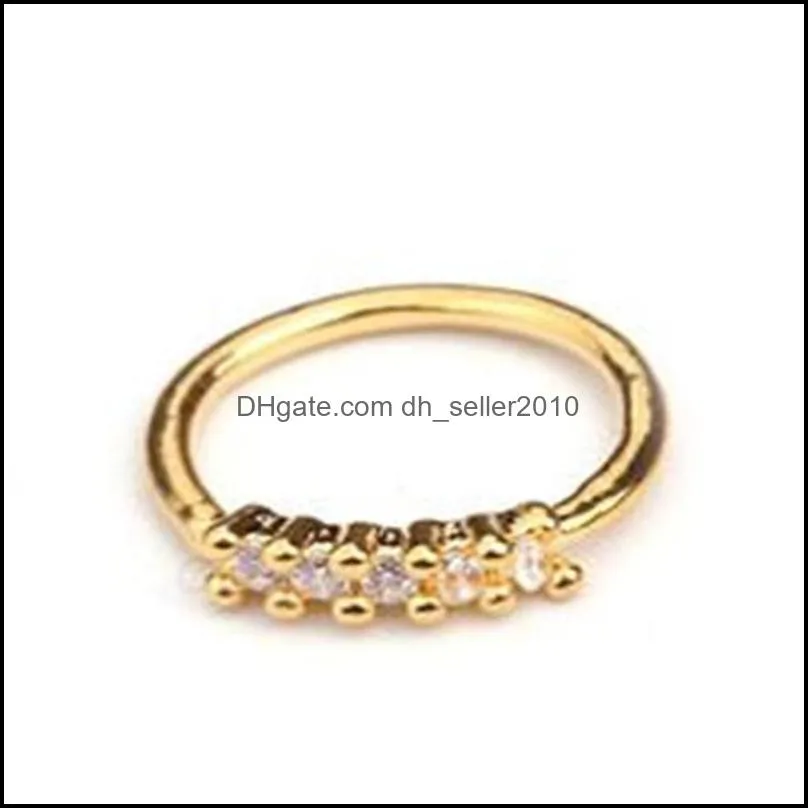 silver and gold color 20gx8mm nose piercing jewelry cz hoop nostril ring flower helix cartilage tragus earring 595 z2