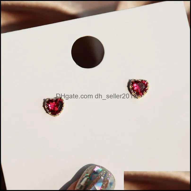 925 sterling silver red heart stud earrings for women luxury temperament wedding party jewelry accessories girlfriend gift 1303 t2