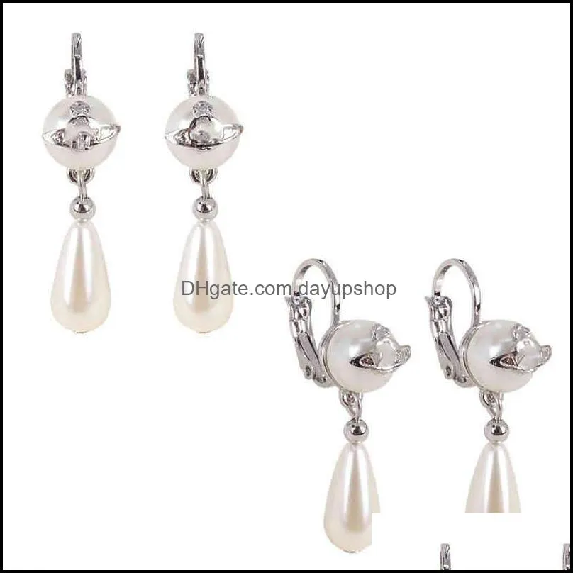 Charm Women`s designer Vivi silver diamond rivets full diamond planet three-dimensional earring hook punk