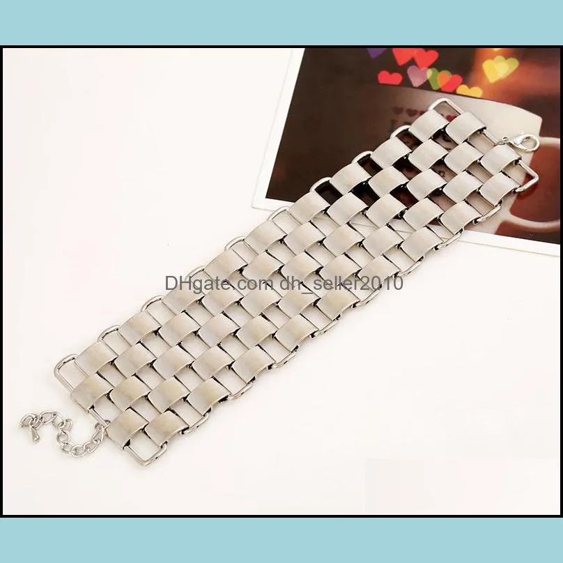 new fashion luxury designer metal geometric bricks link chain bracelet for woman girls gold silver color 1230 b3