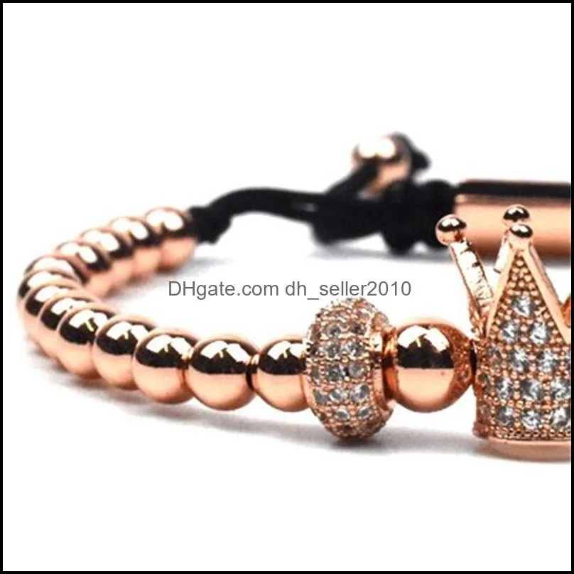 charm bracelets 6mm golden metal titanium steel beads bracelet bangles crown woven bracelet stainless steel jewelry 2018 101 r2