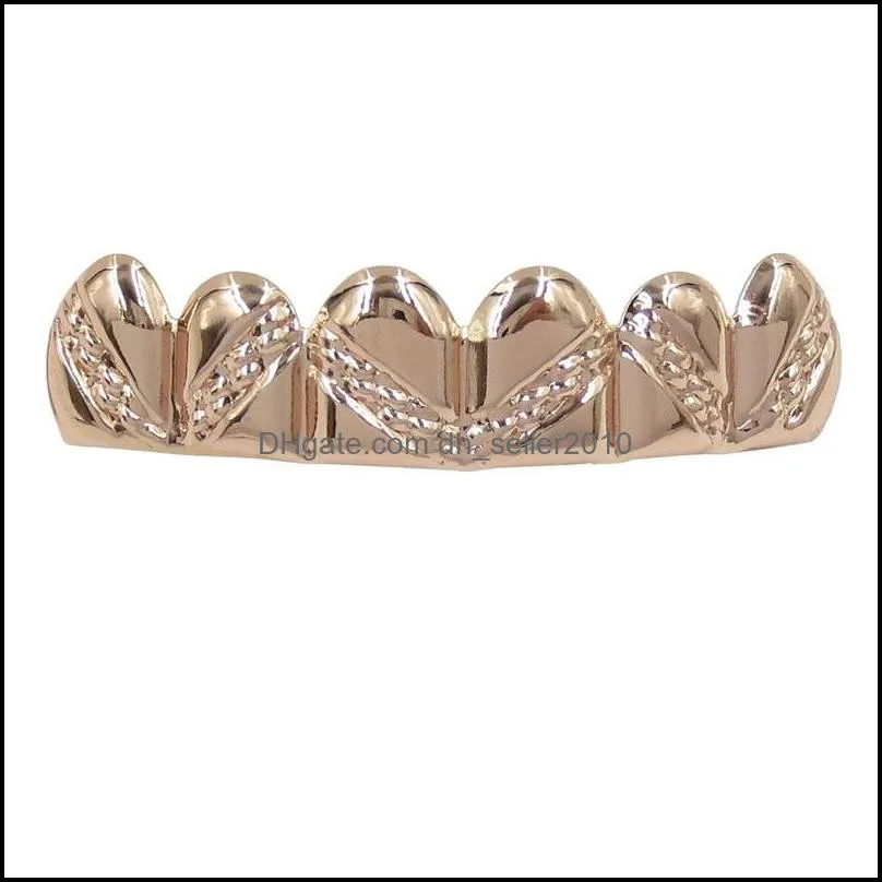 18k gold plated environmental copper teeth braces hip hop grillz dental mouth fang grills up bottom tooth cap party rapper jewelry 21