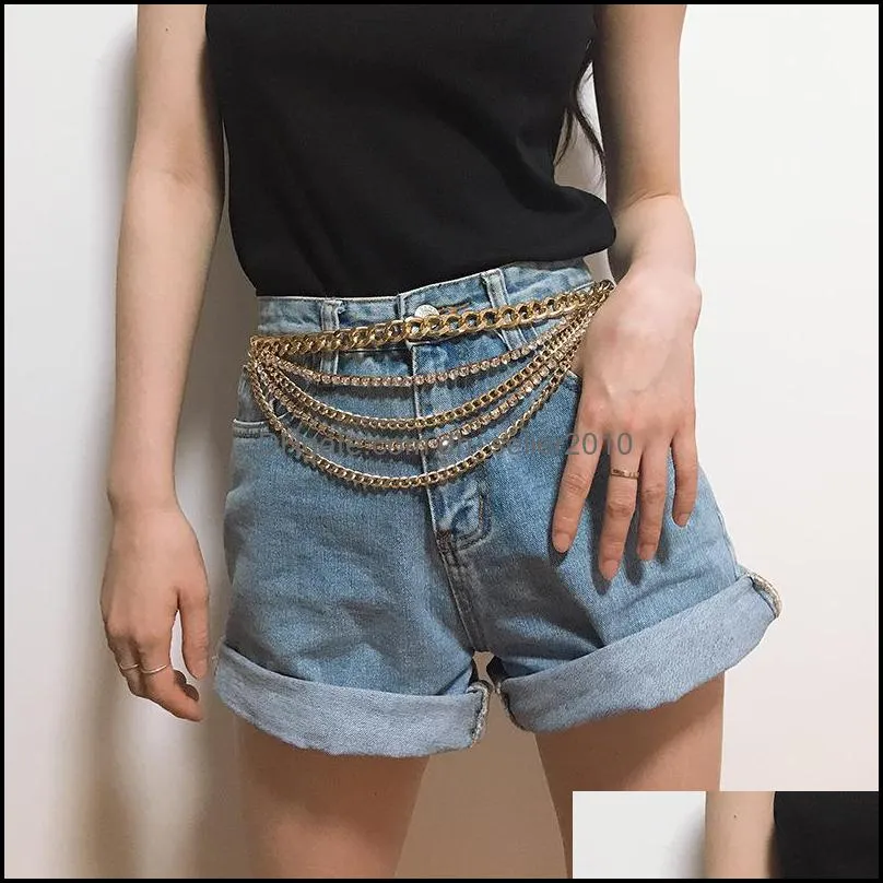 metal multilayer woman trouser chain golden fashion hip hop punk street photo accessories delicate jeans waist chains