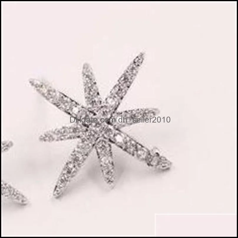 silver jewelry temperament fashion micro-inlaid zircon crystal accessories female personality stud earrings 750 z2