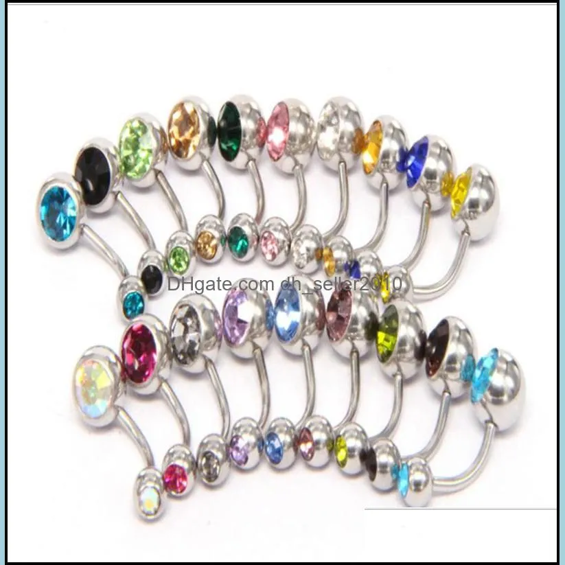 stainless steel umbilical nail fashion accessories crystal body piercing jewelry woman man navel rings christmas 0 5yg k2b