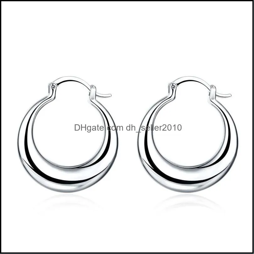 925 sterling silver circle smooth big hoop earrings for women wedding engagement jewelry 1242 t2