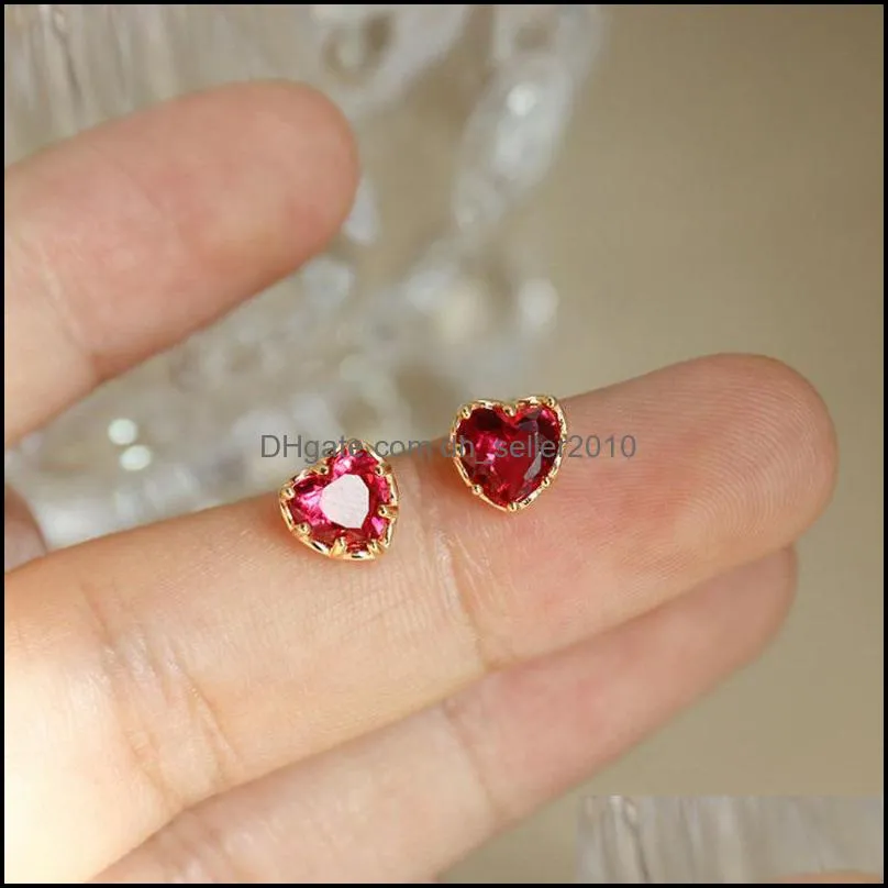 925 sterling silver red heart stud earrings for women luxury temperament wedding party jewelry accessories girlfriend gift 1303 t2