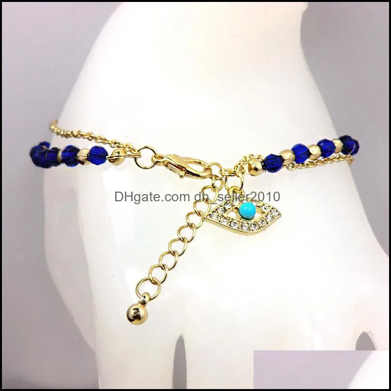 multilayer evil eye charm bracelet alloy beading men women bracelets rhinestone jewelry women chains fashion ornaments 3 6ml j2b