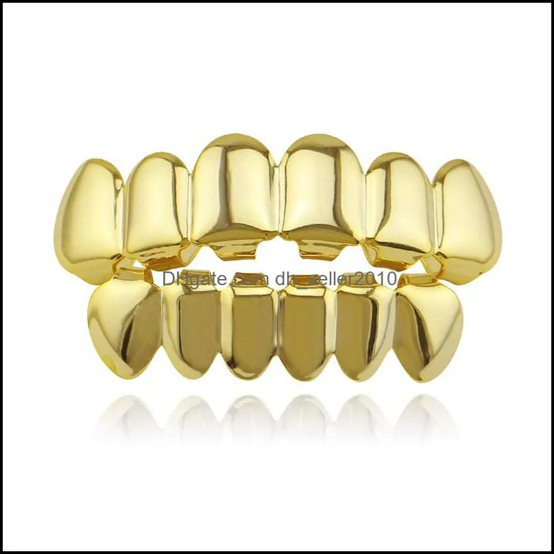 hip hop 18k gold plated vampire fangs top and bottom grillz your teeth for men women halloween clown party gifts 282 q2