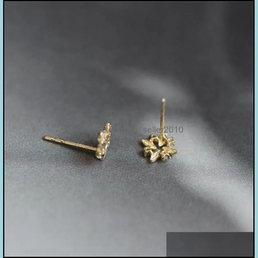 925 sterling silver plating 14k gold simple inlaid crystal windmill earrings women exquisite sweet student jewelry accessories 419 b3