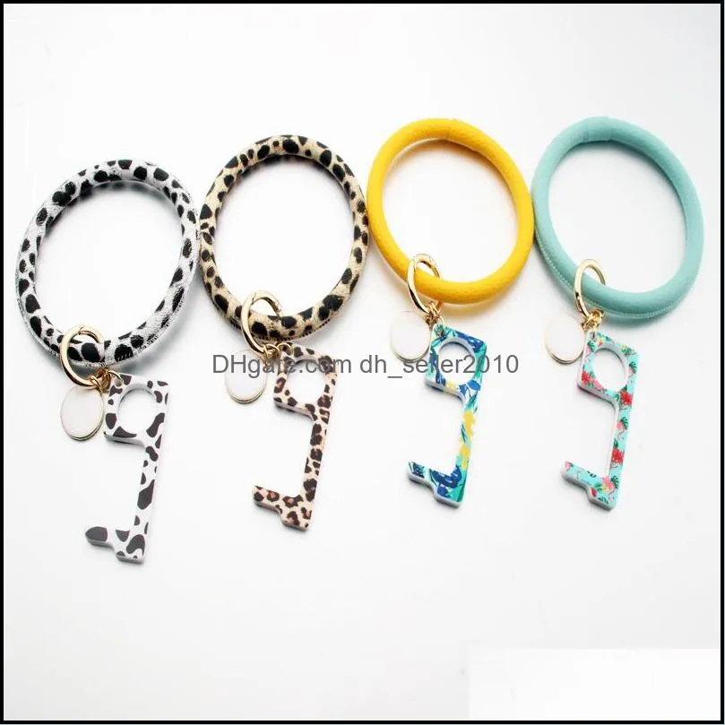 leather mens womens bracelet jewellery acrylic fashion lady keychains white drop oil disc door opener buckle starter