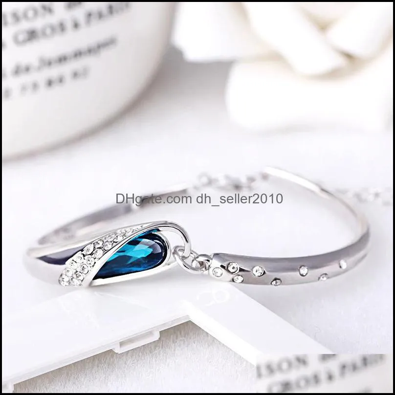 sapphire bracelets jewelry new style charms blue austria diamond bangle bracelet 925 sterling silver glass shoes hand jewelry 332 n2