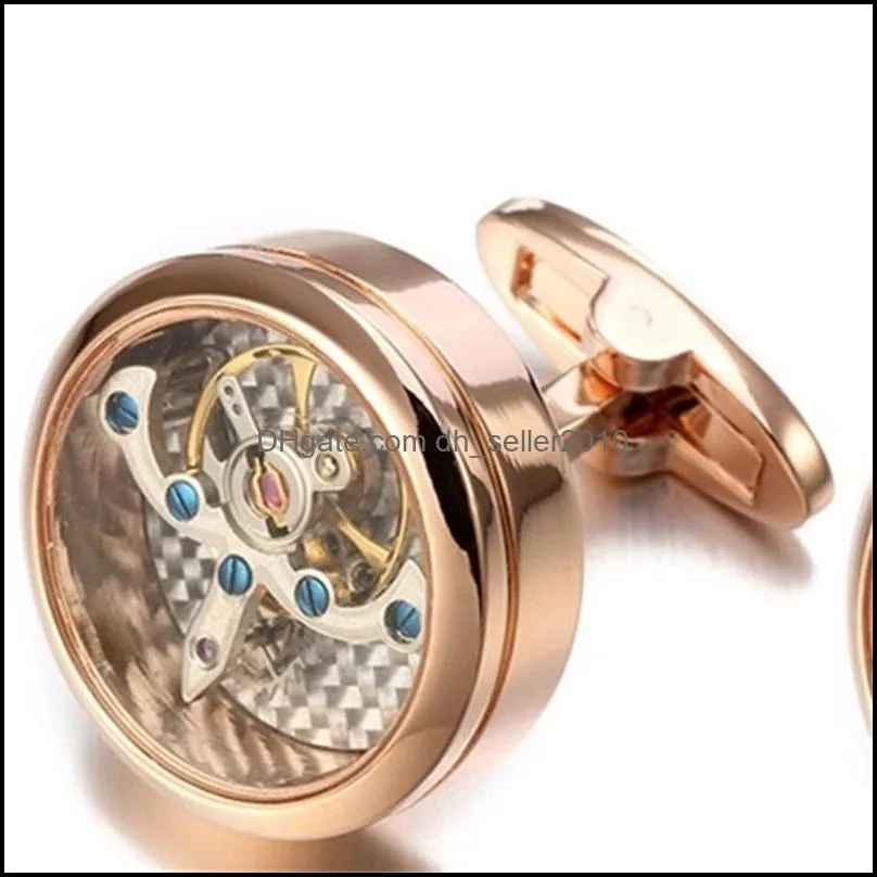 movement tourbillon cufflinks for mens wedding groom mechanical watch steampunk gear cufflinks relojes gemelos