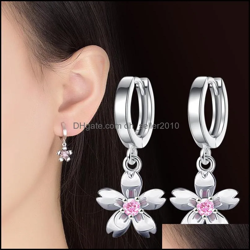 925 sterling silver new jewelry cubic zirconia fashion woman earrings flowers round hollow retro earrings