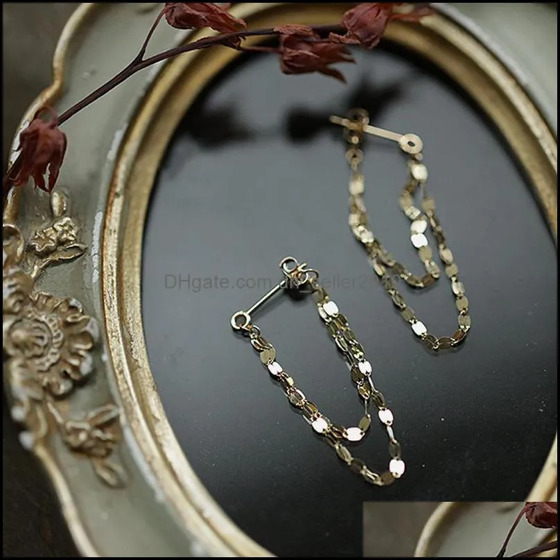 silver european geometric chain tassel earrings for women simple temperament goddess jewelry accessories gift 683 z2