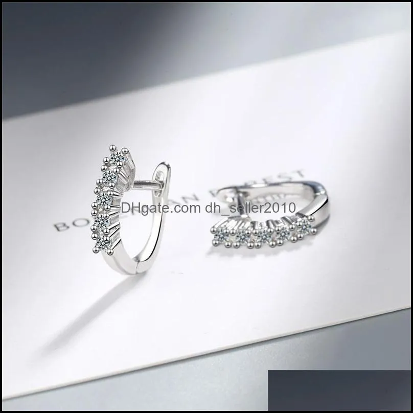 925 sterling silver new women fashion jewelry crystal zircon earrings retro simple hollow earrings