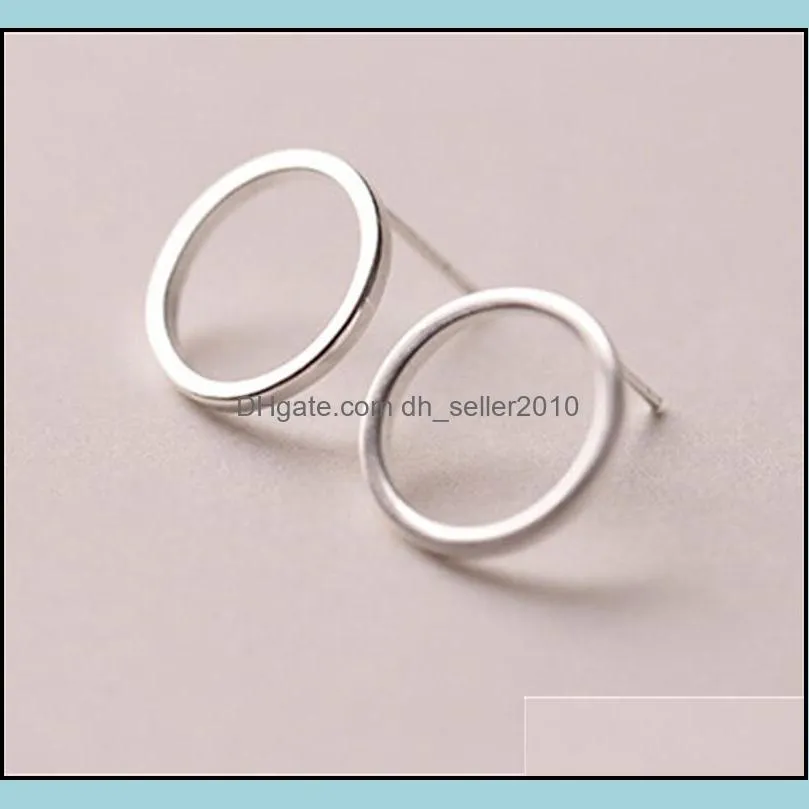 new 925 sterling silver earrings simple circles stud earring for women silver jewelry pendientes mujer brincos 426 b3