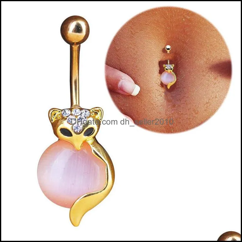 luxtury cubic zirconia fox head navel piercing belly button rings ear nail shamblla body jewelry 579 z2