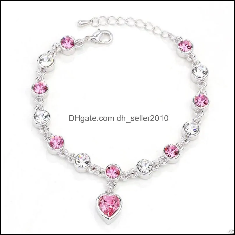 bangle bracelets jewelry drop delivery 2021 heart of ocean blue zircon charms love diamond girls gift gioielli womens bracelet 428 z2