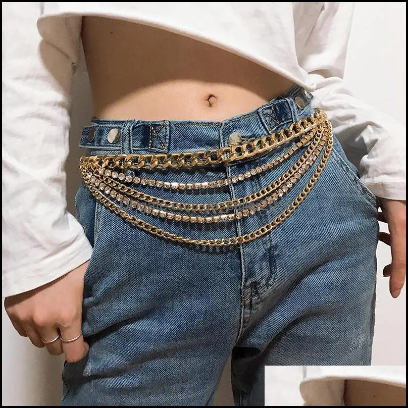 metal multilayer woman trouser chain golden fashion hip hop punk street photo accessories delicate jeans waist chains