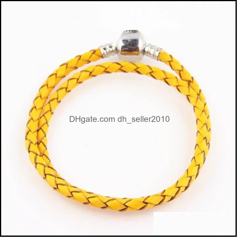 leather jewelry bracelet multi colour two ring women bracelets alloy clasp rope chain