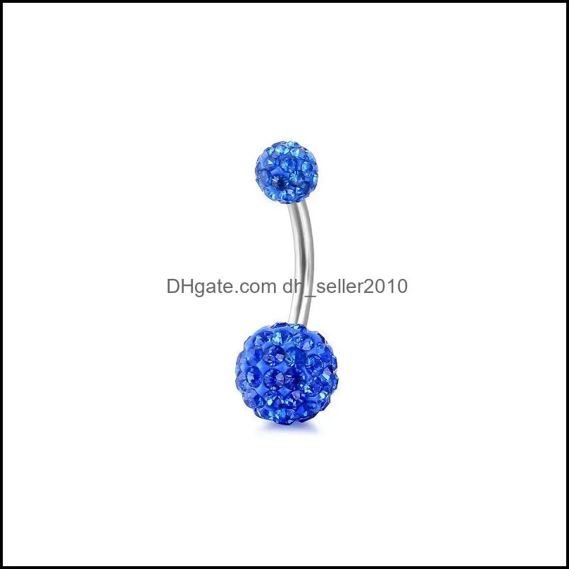 fashion crystal ball belly ring sexy stainless steel navel bell button rings piercing jewelry women body jewelry will and sandy new 2275