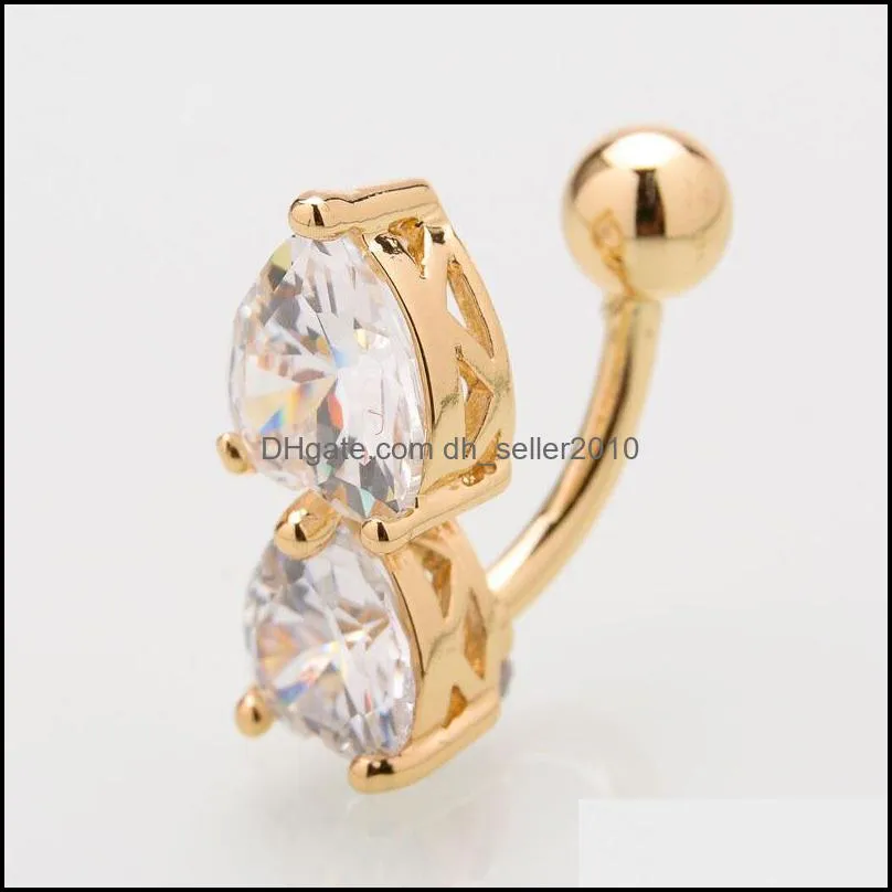 fashion accessories body rings jewelry double love heart zircon woman man belly environment protection christmas ornaments 2 9fm k2b