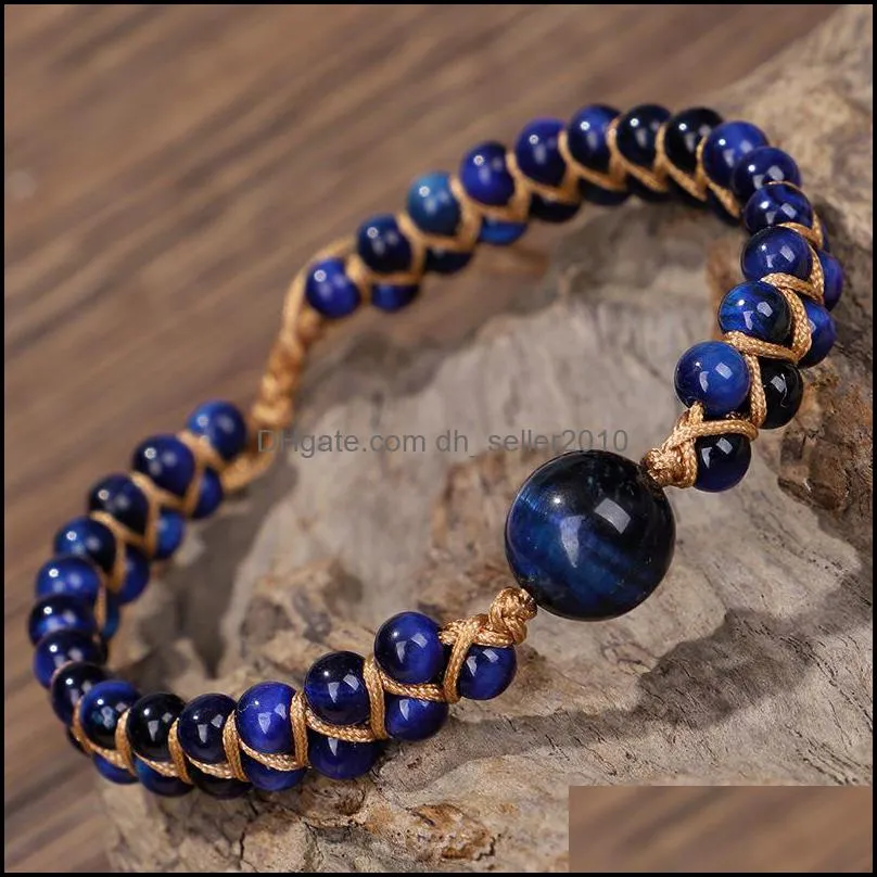 double black tiger eye stone charm bead bracelet tibetan rope handmade adjustable bangle&bracelet for women men jewelry bracelets 1261