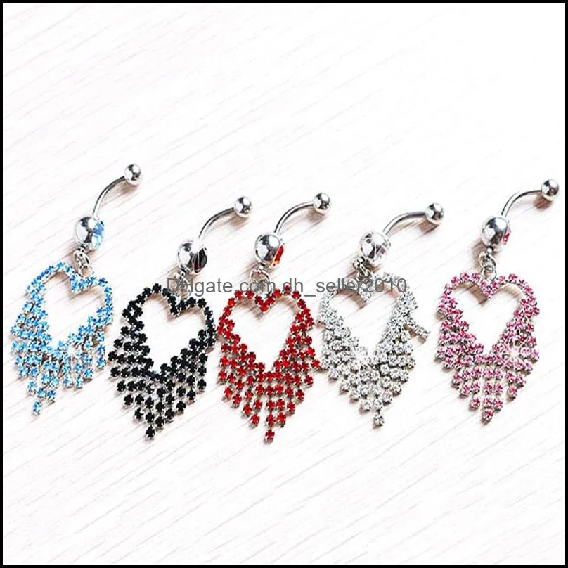 5 colors mix heart style alloy umbilical ring belly button navel rings body piercing jewelry dangle accessories 3 1hz y2
