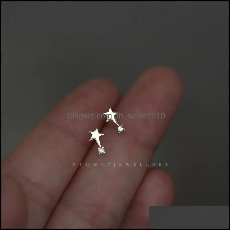 925 sterling silver creative design star crystal stud earrings women simple cute student girlfriends jewelry accessories 2793 q2