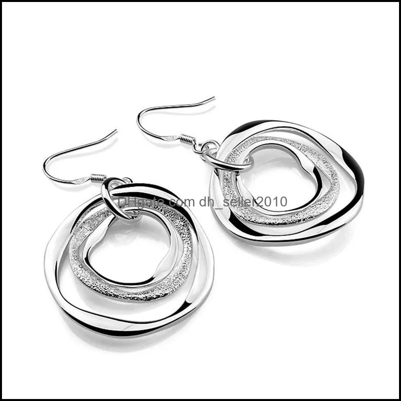 925 sterling silver three circle drop dangle earring for women lady wedding engagement party fashion jewelry 1290 t2