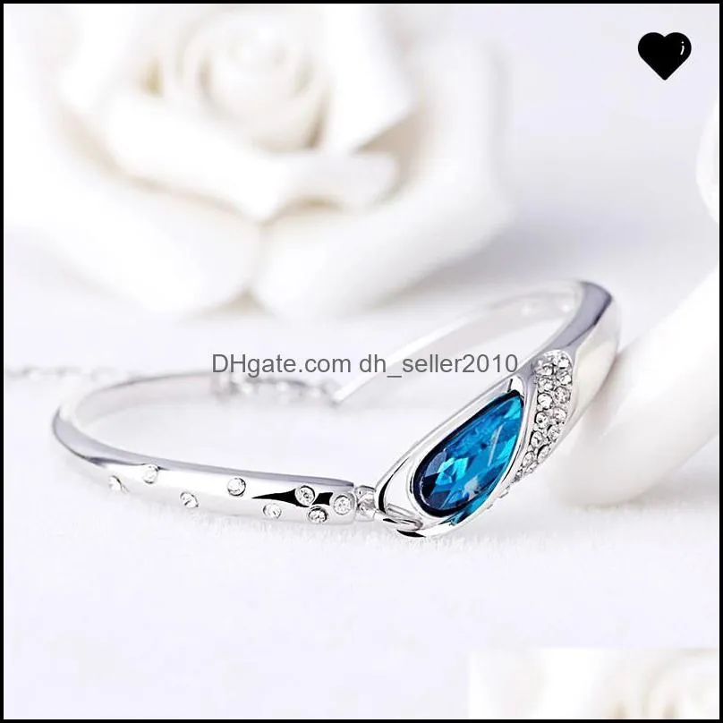 sapphire bracelets jewelry new style charms blue austria diamond bangle bracelet 925 sterling silver glass shoes hand jewelry 332 n2