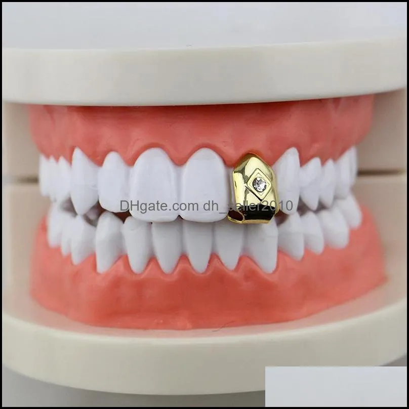 hiphop gold teeth grills top& bottom vampire fang half tooth grills denatl hallowee cosplay teeth cap mouth jewelry gift 596 z2