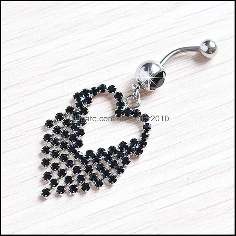 5 colors mix heart style alloy umbilical ring belly button navel rings body piercing jewelry dangle accessories 3 1hz y2