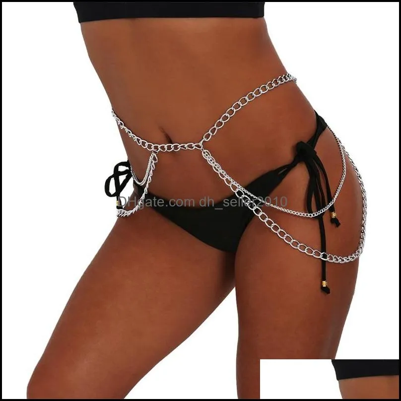 multilayer metal women`s waist chain belt fashion sexy body jewelry female trendy clothing accessories 1674 q2