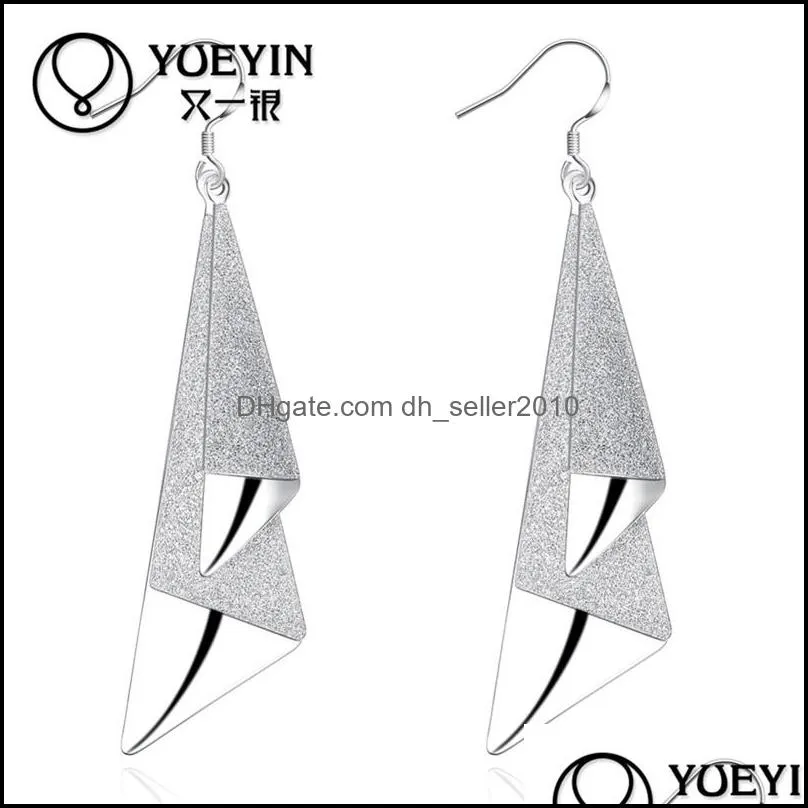 925 sterling silver frosted long geometric drop dangle earrings charm women jewelry fashion wedding engagement party gift 1239 t2