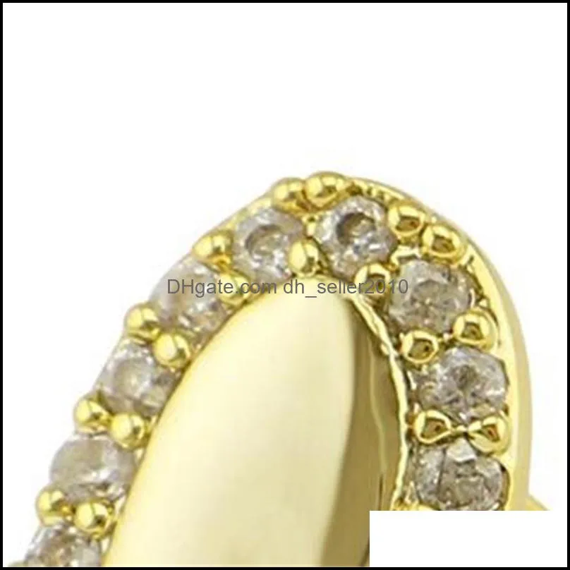 cz pave dental grillz gold silver color hiphop teeth grills top side grills rock men women jewelry