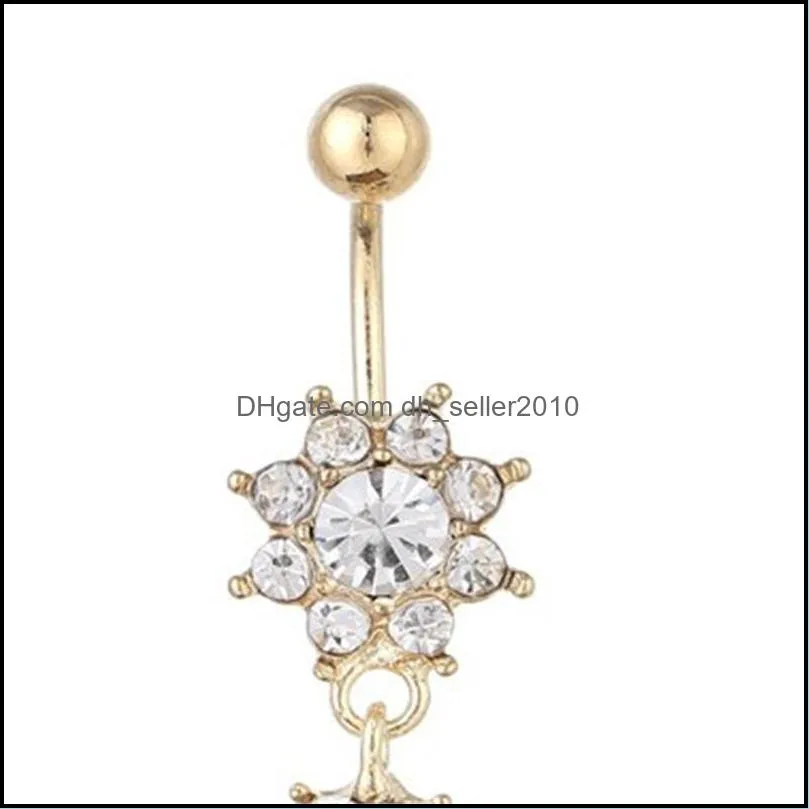 sun flower navel nail piercing crystal jewelry fashion accesories button body belly woman man puncture ring 2 7jk k2