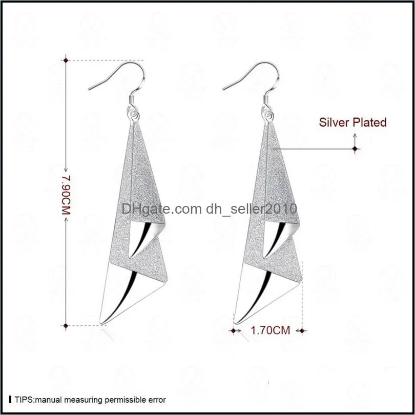 925 sterling silver frosted long geometric drop dangle earrings charm women jewelry fashion wedding engagement party gift 1239 t2