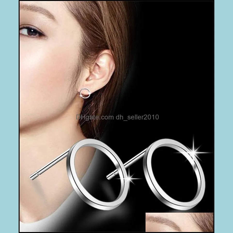 new 925 sterling silver earrings simple circles stud earring for women silver jewelry pendientes mujer brincos 426 b3
