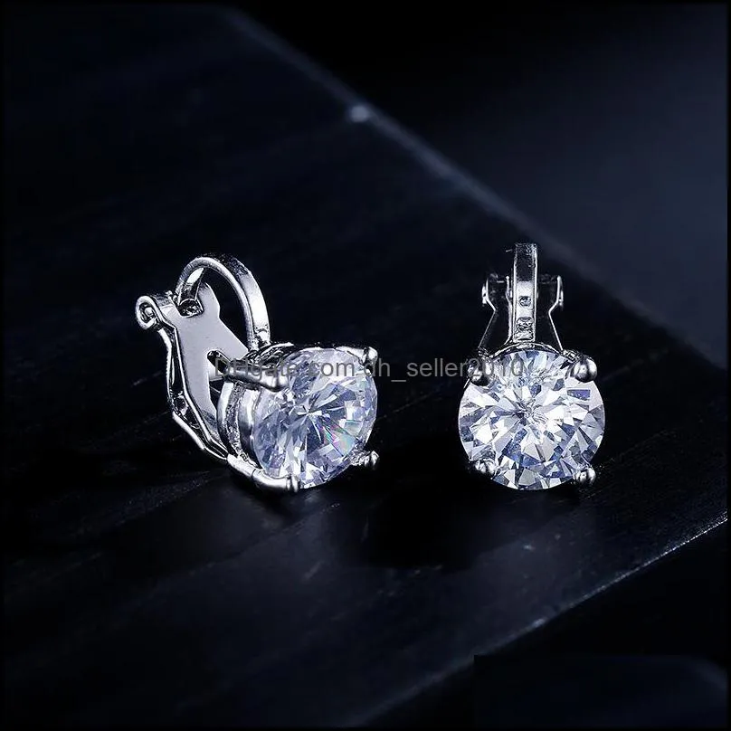 classic 3a cubic zircon stud earrings round crystal girl ear for women multicolor jewelry gift for wedding party 3011 q2