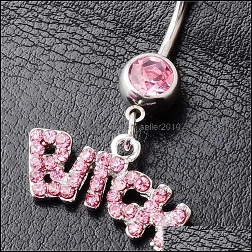 silver/pink sexy crystal body piercing surgical button belly ring jewelry navel bar 202 q2