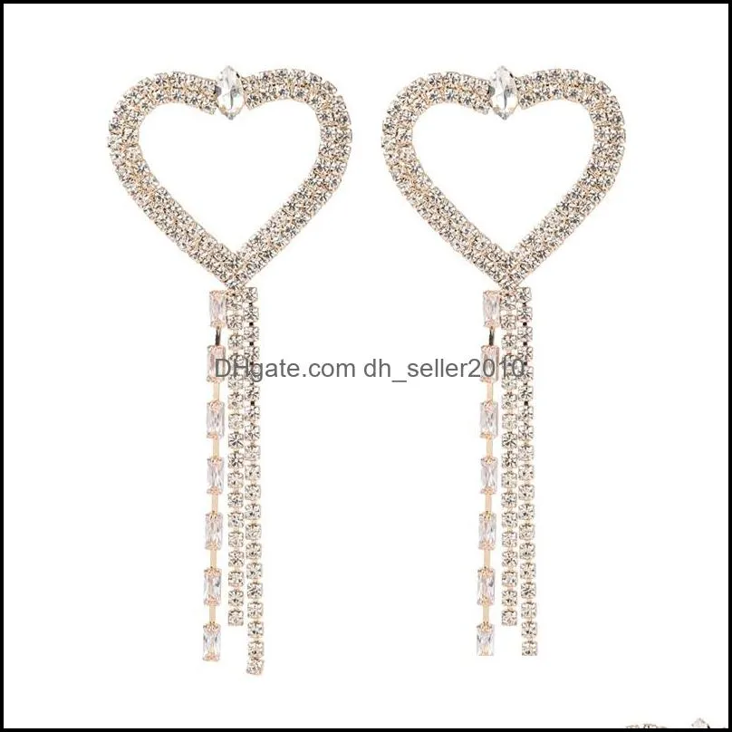 boutique shiny rhinestone heart dangle earrings for women jewelry geogous party dress statement accessories & chandelier 3495 q2