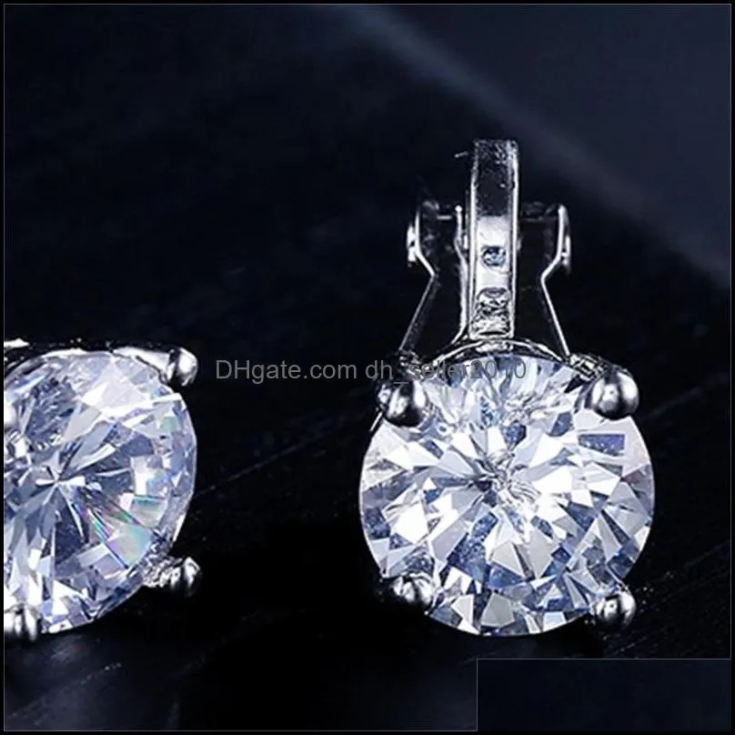 classic 3a cubic zircon stud earrings round crystal girl ear for women multicolor jewelry gift for wedding party 3011 q2