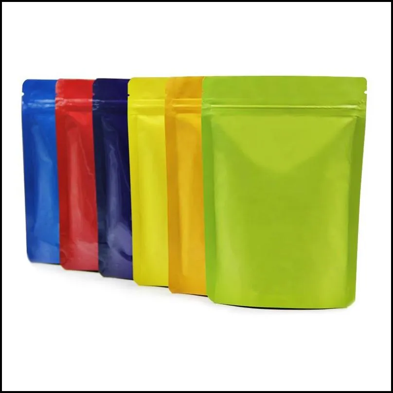 13cmx18cm colored aluminum foil stand up pouches doypack food tea coffee storage mylar bag with zipper lx0679