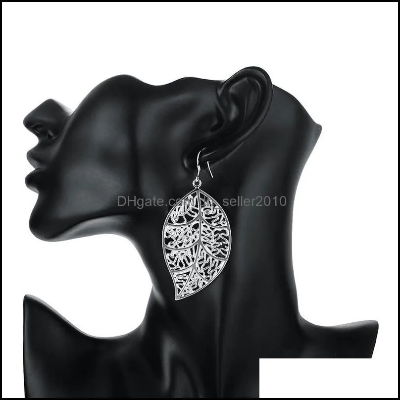 925 sterling silver fashion leaf earrings for women wedding engagement jewelry best gift christmas gift